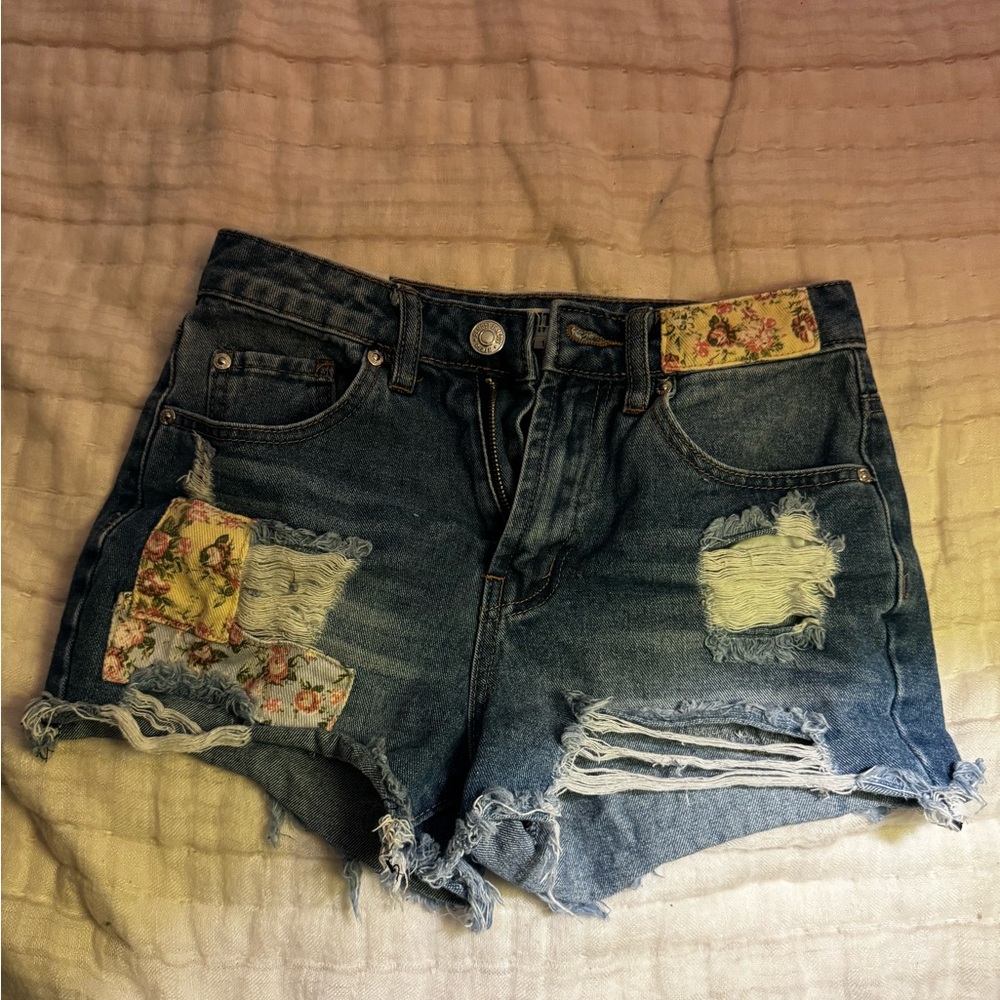 Ripped jean shorts